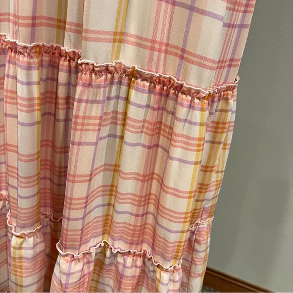 As U Wish Pink Plaid Sleeveless midi Dress size Large - Picture 4 of 12
